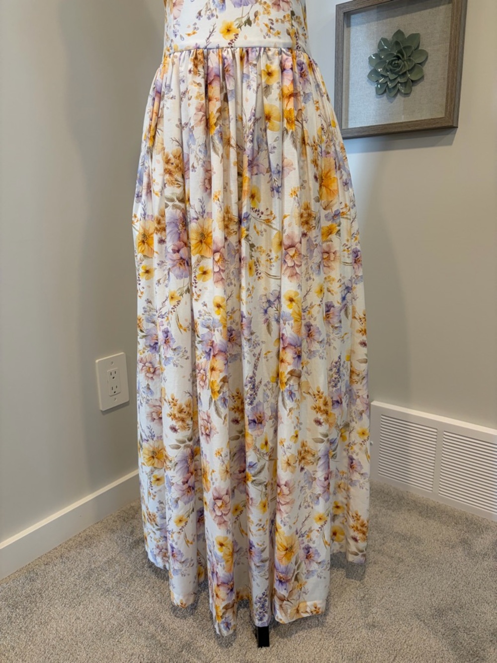 Aqua Blu Floral Cotton & Silk Wedding Guest Formal Dress With Pockets NWT! - Picture 7 of 16